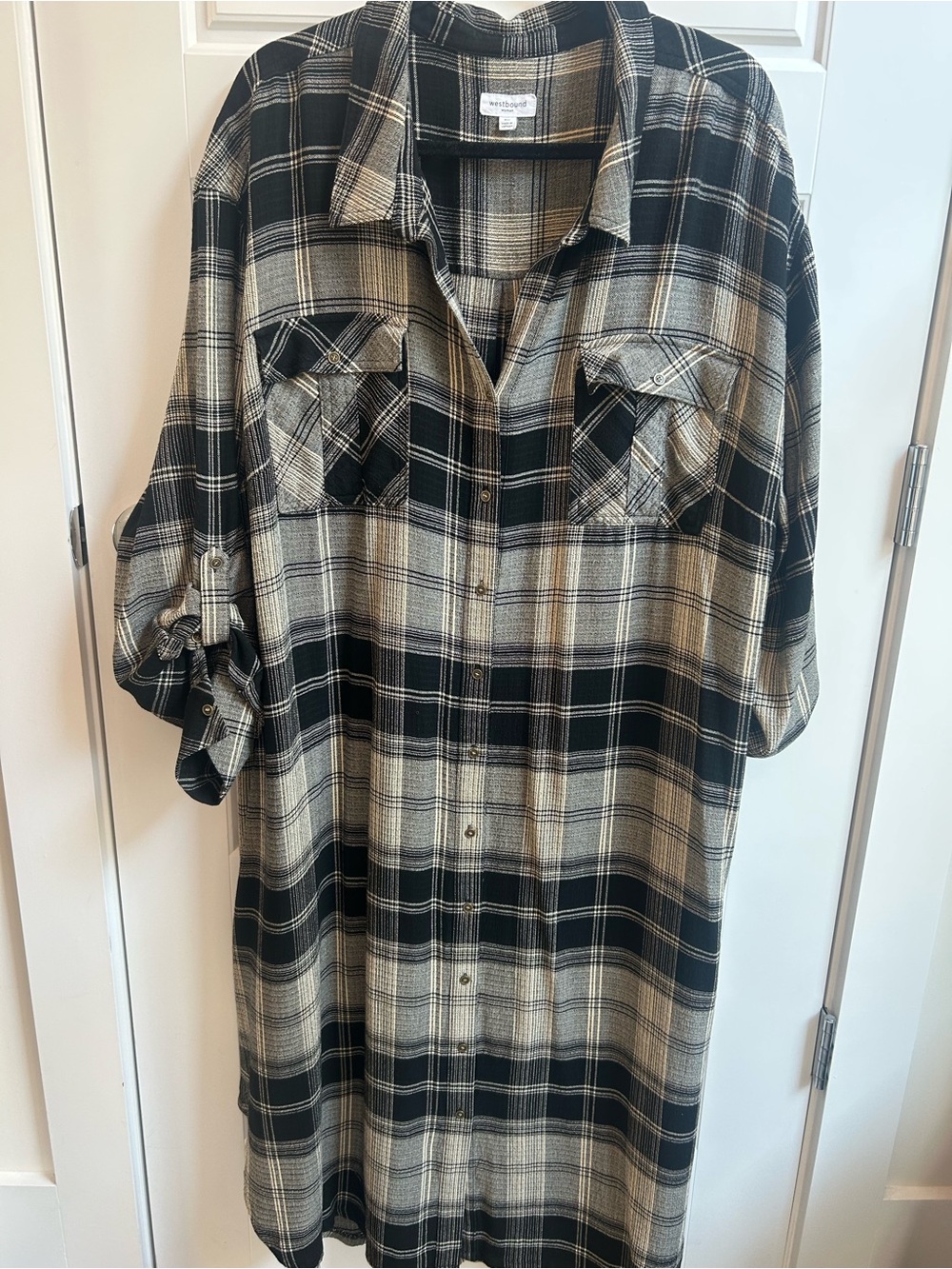 Westbound Black & Cream Plaid Button-Down Shirt